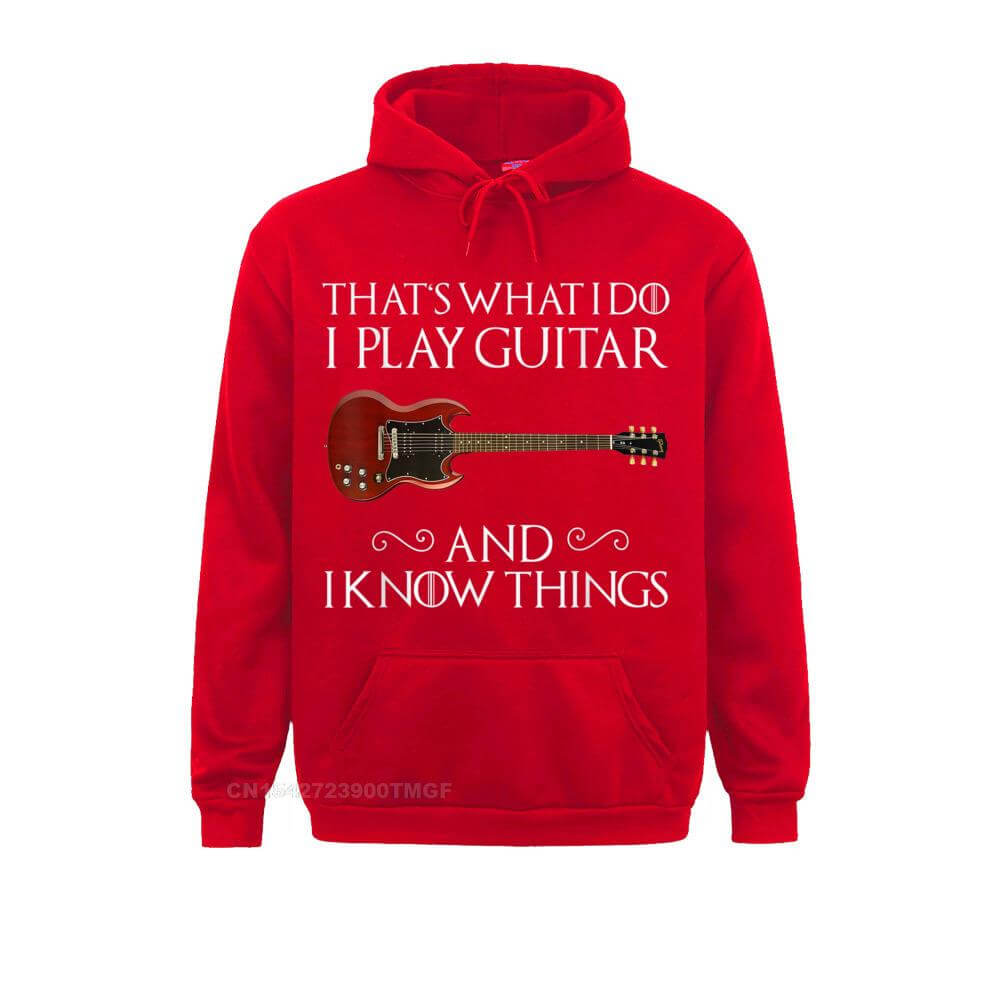 Thats What I Do Play Guitar And I Know Things Hoodie Red guitarmetrics
