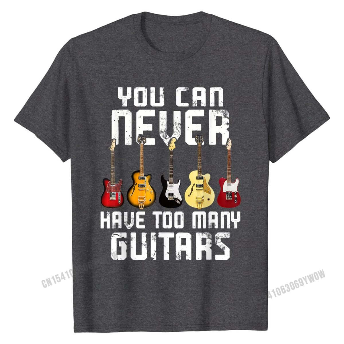 You Can Never Have Too Many Guitars print T-Shirt Dark Heather guitarmetrics