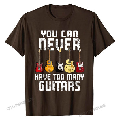You Can Never Have Too Many Guitars print T-Shirt Brown guitarmetrics