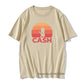 Johnny Cash Guitar Sunset print T Shirt Beige guitarmetrics