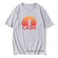 Johnny Cash Guitar Sunset print T Shirt Grey guitarmetrics