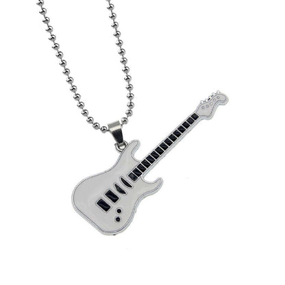 Gothic Metal Guitar Necklace Chain WHITE BEAD CHAIN guitarmetrics