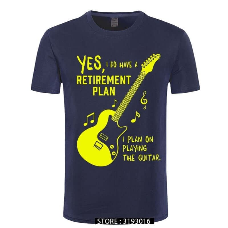 I Plan on Playing The Guitar Funny Music T-Shirt navy yellow guitarmetrics