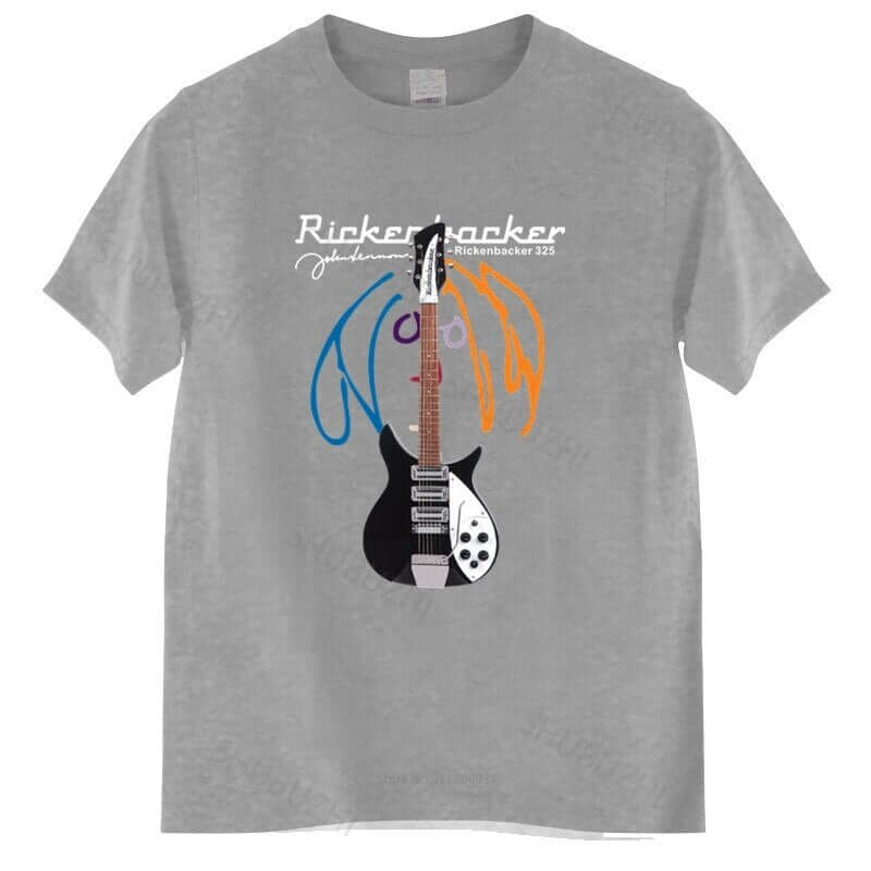 John Lennon Rickenbacker print Guitar T-Shirt grey guitarmetrics