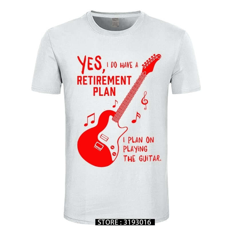 I Plan on Playing The Guitar Funny Music T-Shirt white red guitarmetrics