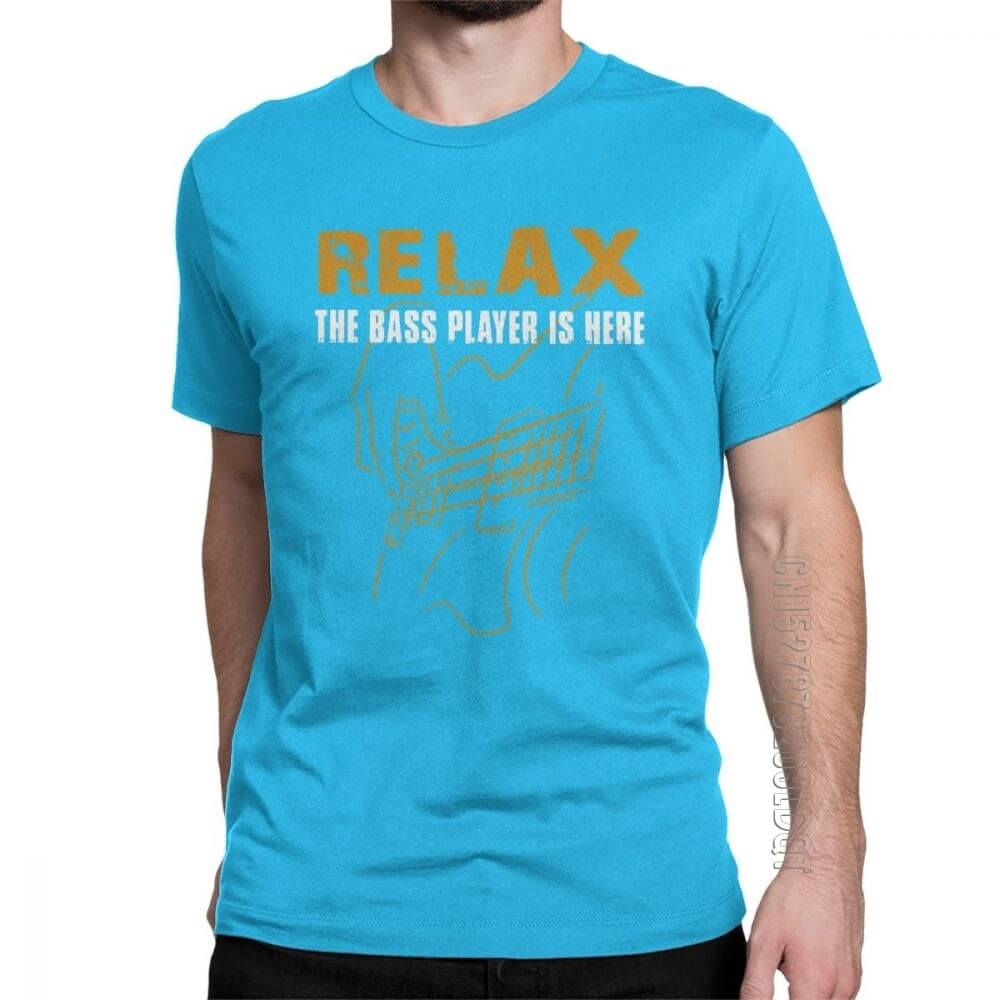 Relax The Bass Player print Tshirt Royal Blue guitarmetrics