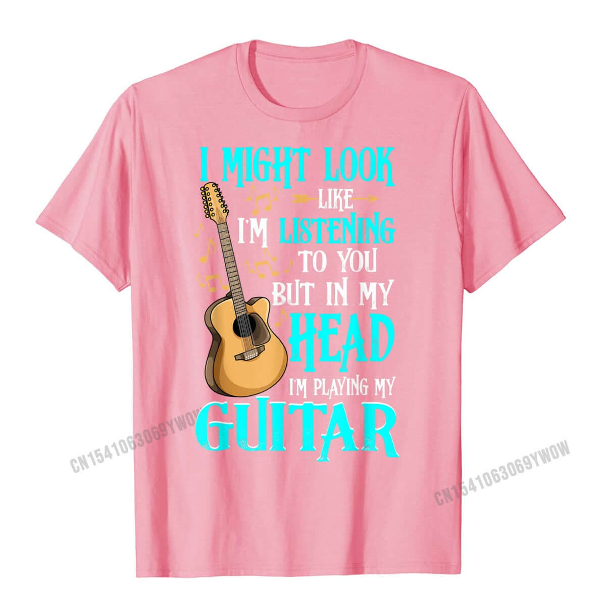 Unique and funny guitar print t-shirt Pink guitarmetrics