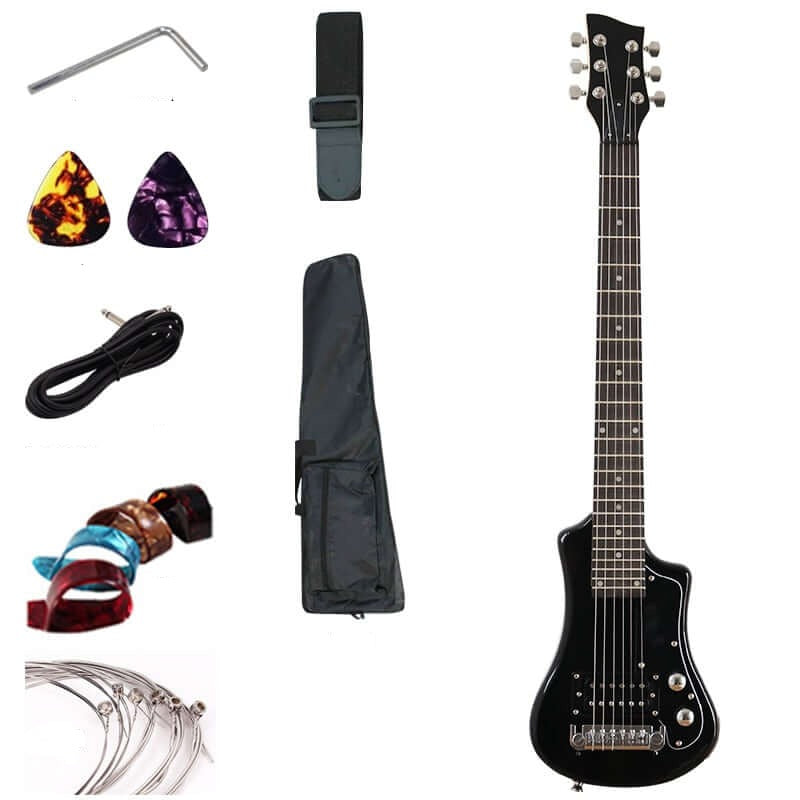 V-Glorify Mini electric travel guitar M3 black 34 inches guitarmetrics