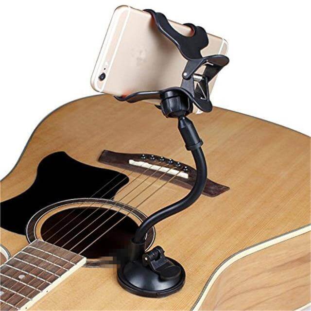 Guitarcamz™ Guitar headstock phone and camera mount. Guitar body clamp guitarmetrics