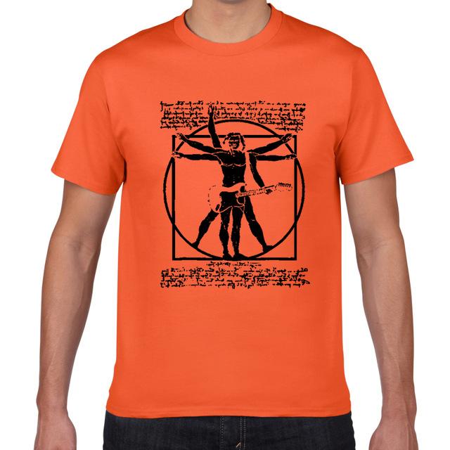 Da Vinci Vitruvian Man guitar t shirt B554MT orange guitarmetrics