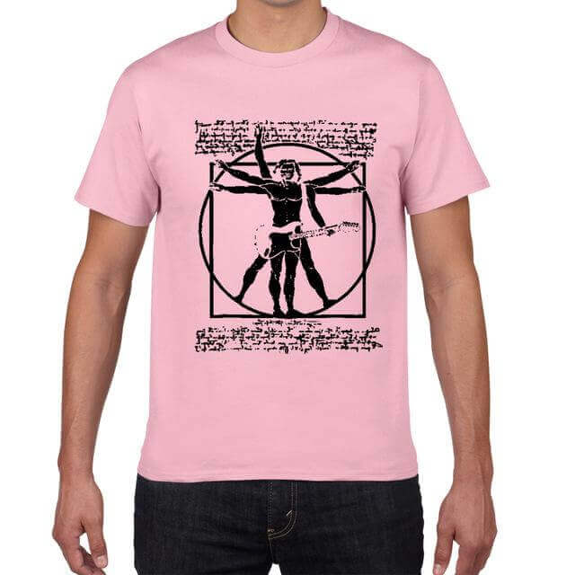 Da Vinci Vitruvian Man guitar t shirt B554MT pink guitarmetrics