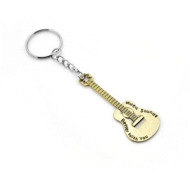 Electric guitar design keychain Retro Gold 1 guitarmetrics