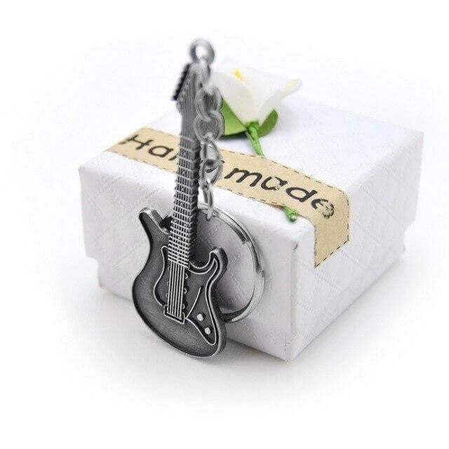 Electric guitar design keychain Retro Silver guitarmetrics