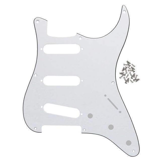 Electric Guitar Pickguard (Pick Guard Scratch Plate) White 3ply guitarmetrics