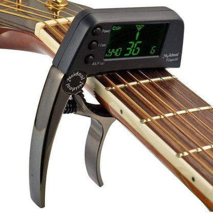 Meideal two in one Guitar capo with tuner Black guitarmetrics