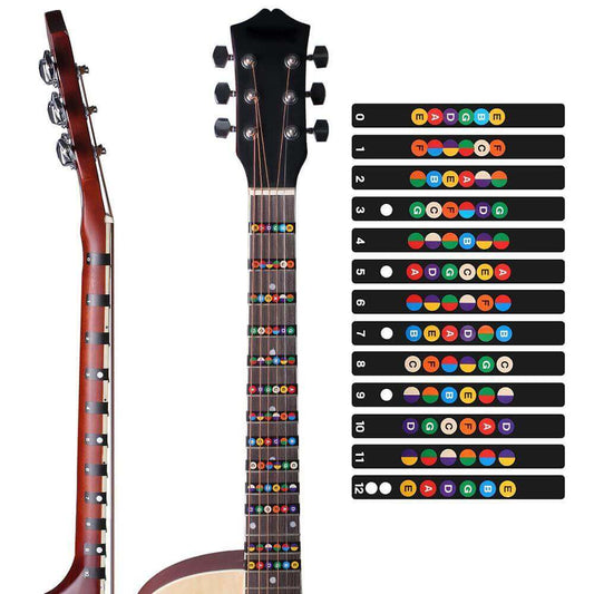 Stringler™ Guitar note stickers black guitarmetrics
