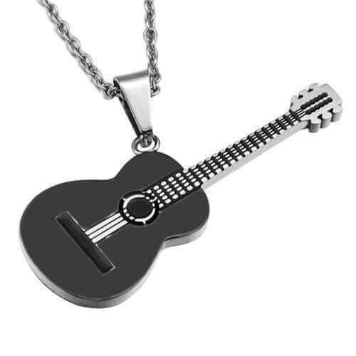 Minimalistic Guitar pendant necklace black guitarmetrics