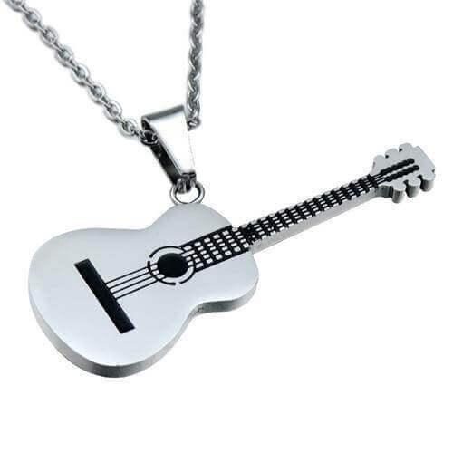 Minimalistic Guitar pendant necklace silver guitarmetrics