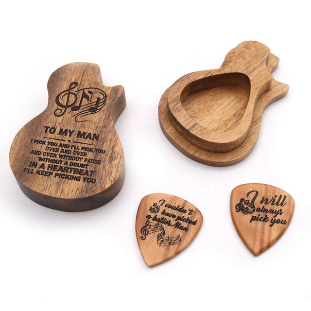 Guitzart™ Guitar pick box with wooden picks Style-2 guitarmetrics