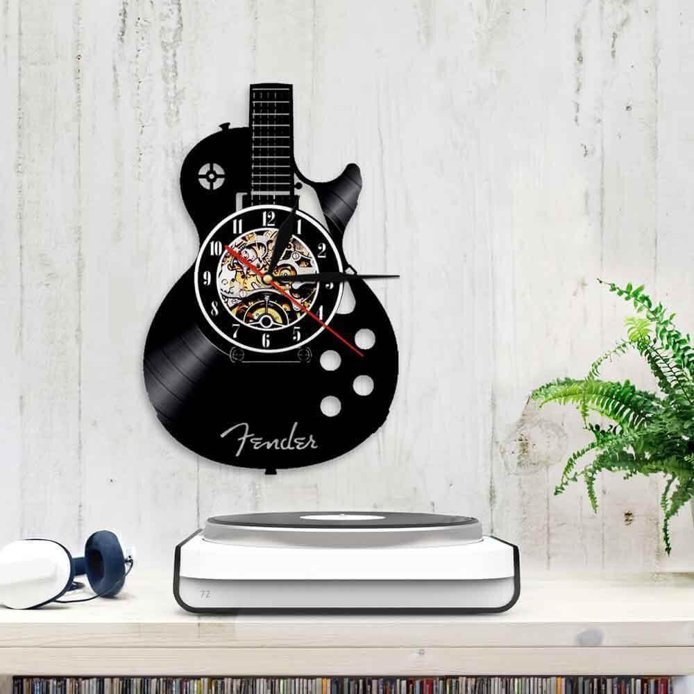 Guitar wall clock (Vinyl record material) guitarmetrics