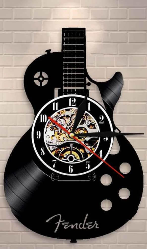 Guitar wall clock (Vinyl record material) guitarmetrics