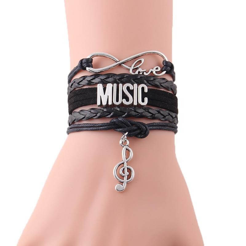 Music symbol leather bracelet 3073a guitarmetrics