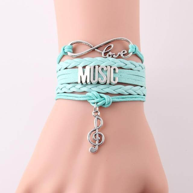 Music symbol leather bracelet 3073b guitarmetrics
