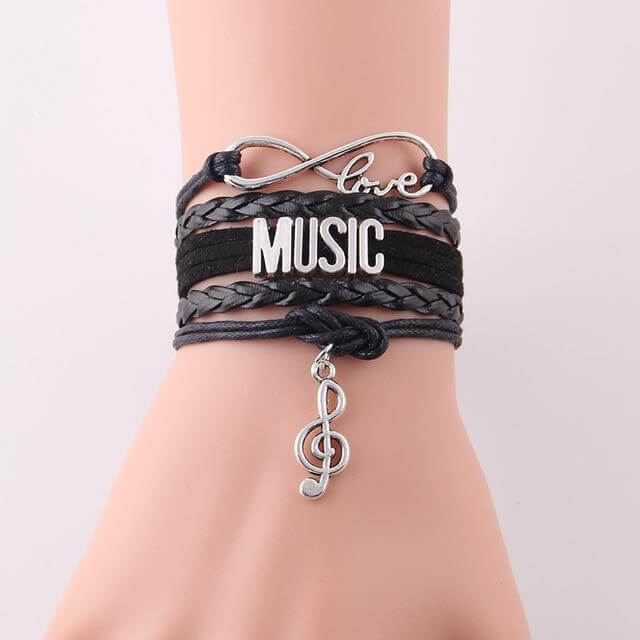 Music symbol leather bracelet guitarmetrics