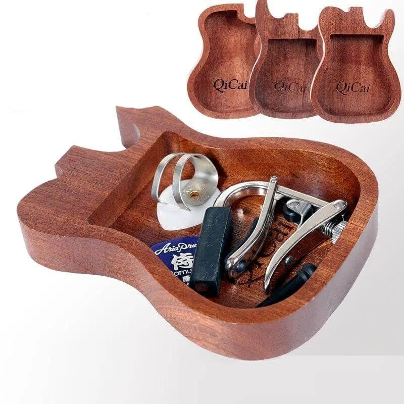 QiCai™ Wooden guitar pick holder and accessories case. guitarmetrics