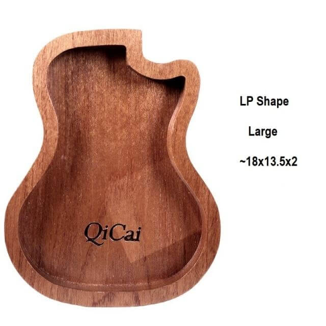 QiCai™ Wooden guitar pick holder and accessories case. Large LP guitarmetrics