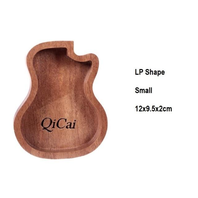 QiCai™ Wooden guitar pick holder and accessories case. Small LP guitarmetrics