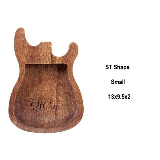 QiCai™ Wooden guitar pick holder and accessories case. Small ST guitarmetrics
